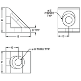 40-4332 - 40 Series 2 Hole - Gusseted Inside Corner Bracket