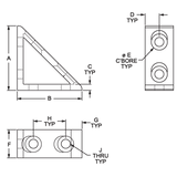 40-4336 - 40 Series 4 Hole - Tall Gusseted Inside Corner Bracket
