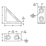 4336-BLACK - 15 Series 4 Hole - Tall Gusseted Inside Corner Bracket