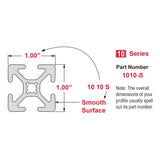1010-S - 1.00" x 1.00" Smooth Surface T-Slotted Profile - Four Open T-Slots