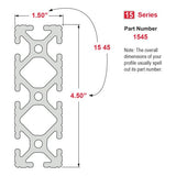 1545 - 1.5” X 4.5” T-Slotted Extrusion