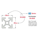 20-2020 - 20mm X 20mm T-Slotted Profile - Four Open T-Slots