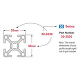 30-3030 - 30mm X 30mm T-Slotted Profile - Four Open T-Slots