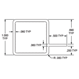9005 - 1.00” X 1.00” Tube Profile - Single 0.5” Flange on One Side