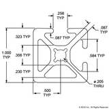 1002-S - 1” X 1” Smooth Surface T-Slotted Profile - Two Adjacent Open T-Slots