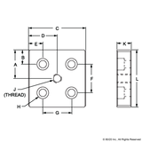 14037 - 30 Series, M10 Center Tap Base Plate