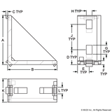 14057 - 20 Series 4 Hole - Inside Corner Bracket with Single Support