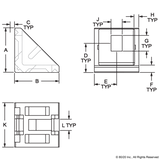 14059 - 10, 20, & 25 Series 2 Hole - 18mm Slotted Inside Corner Bracket with Dual Support