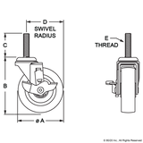 2300 - Threaded Stem Swivel Caster: 3/8-16 x 1.5"