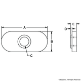 3675 - 1/4-20 Slide-In Economy Stainless T-Nut - Centered Thread