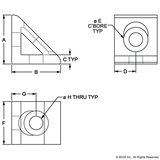 4132 -10 Series 2 Hole - Gusseted Inside Corner Bracket