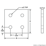 4167 - 10 Series 4 Hole - Square Flat Plate