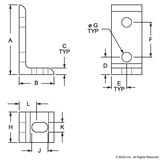 4250 - 10 Series 3 Hole - Slotted Inside Corner Bracket