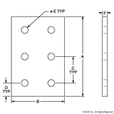 4366 - 15 Series 6 Hole - Rectangular Flat Plate