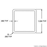 9000 - 1.00” X 1.00” Square Tube Profile