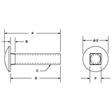 3115 - 10 Series 1/4-20 x .750" Slide-In Flanged Economy T-Slot Stud