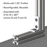 4376 - 15 Series & Ready Tube 3 Hole - Inside Corner Bracket