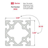 3030 - ﻿3.00" X 3.00" T-Slotted Profile - Eight Open T-Slots
