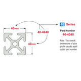 40-4040 - 40mm X 40mm T-Slotted Extrusion