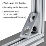 4336 -15 Series & Ready Tube 4 Hole - Tall Gusseted Inside Corner Bracket