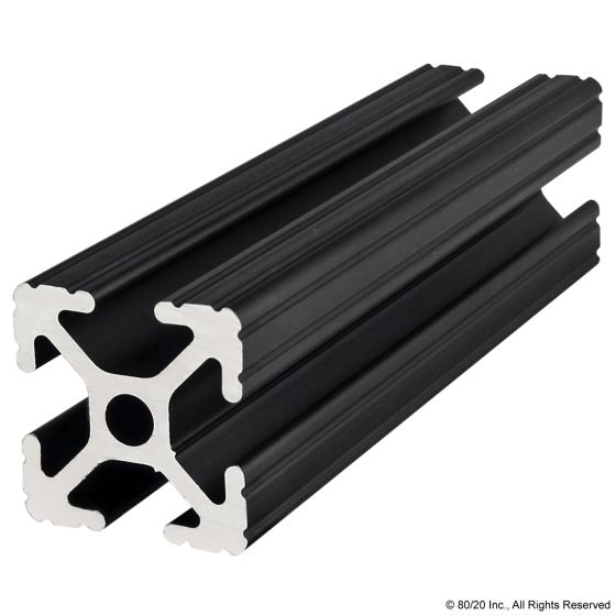 1010-BLACK - 1” X 1” T-Slotted Profile - Four Open T-Slots