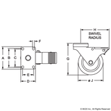 2321 - Flanged Mount Swivel Caster: 4"