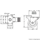 2333 - Deluxe Flange Mount Swivel Caster: 4.00" with Brake