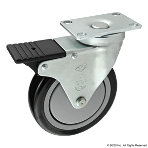 2334 - 5” Deluxe Flange Mount Swivel Caster W/ Brake