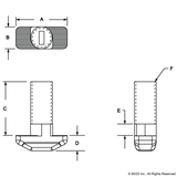 3299 5/16-18 x 1.500" Drop-In T-Slot Stud