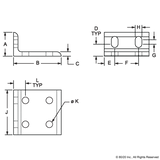 4285 - 15 Series 6 Hole - Slotted Inside Corner Bracket